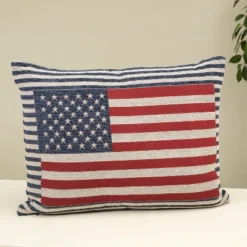 Gerson International 24-Inch Long Jacquard Patriotic Flag Throw Pillow
