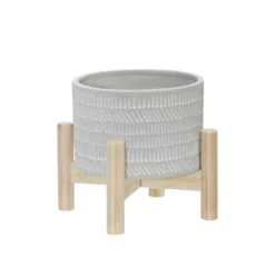 Sagebrook Home With Wood Stand Ceramic Indoor Outdoor Planter Pot Gray/Beige 10 Sagebrook Home With Wood Stand Ceramic Indoor Outdoor Planter Pot Gray/Beige -Sunnydaze Decor Store GUEST ce0f163b fd5c 4d74 942e 9ce1f3473676