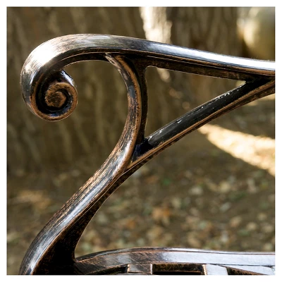 Hamilton Cast Aluminum Patio Bench- Copper - Christopher Knight Home 4 Hamilton Cast Aluminum Patio Bench- Copper - Christopher Knight Home - Image 2