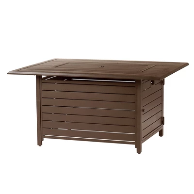 Oakland Living Aluminum Rectangle 48" X 36" 55000 BTUs Propane Outdoor Patio Dining Table With Fire Pit Glass With Two Covers 3 Oakland Living Aluminum Rectangle 48" X 36" 55000 BTUs Propane Outdoor Patio Dining Table With Fire Pit Glass With Two Covers