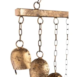 Wind & Weather Handcrafted Nine Metal Bells Wind Chime With Antiqued Golden Finish -Sunnydaze Decor Store GUEST cf5b28f0 768a 4292 a32e 3135403965e8