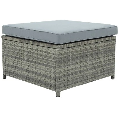 4pc Outdoor Wicker Conversation Sectional Set With Cushions - Gray - GODEER 16 4pc Outdoor Wicker Conversation Sectional Set With Cushions - Gray - GODEER - Image 14