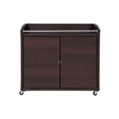 Teamson Home 39.5" Veronica Rolling Outdoor PE Rattan Bar Cart With Storage, Brown 16 Teamson Home 39.5" Veronica Rolling Outdoor PE Rattan Bar Cart With Storage, Brown -Sunnydaze Decor Store GUEST cfa0128a 219d 4246 92ae 749460425af0