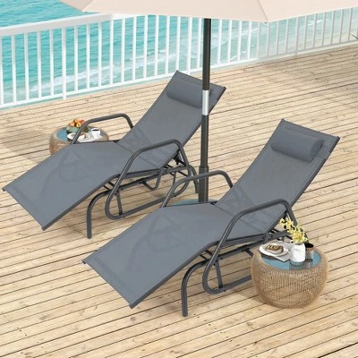 Costway 2PCS Patio Chaise Lounge Glider Recliner Chair Adjustable Sturdy Frame Outdoor 12 Costway 2PCS Patio Chaise Lounge Glider Recliner Chair Adjustable Sturdy Frame Outdoor - Image 10