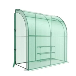 Costway 7'x 3.5'x 7' Lean-to Greenhouse Portable Wall House With Green PE Cover And Shelf 15 Costway 7'x 3.5'x 7' Lean-to Greenhouse Portable Wall House With Green PE Cover And Shelf -Sunnydaze Decor Store GUEST d0643b89 a356 4921 932a ce47574f74ea