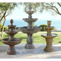 John Timberland Ravenna Rustic 3 Tier Weathered Stone Cascading Outdoor Floor Water Fountain 43" For Yard Garden Patio Home Deck Porch House Exterior -Sunnydaze Decor Store GUEST d0a53f45 f8c4 4e98 ad80 cd7c0e004658