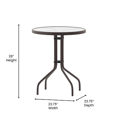 Flash Furniture Lila 23.75'' Round Glass Metal Table With 2 Metal Aluminum Slat Stack Chairs 11 Flash Furniture Lila 23.75'' Round Glass Metal Table With 2 Metal Aluminum Slat Stack Chairs - Image 9
