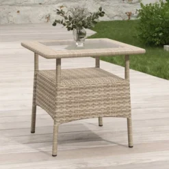 4pc Wicker Adjustable Patio Seating Set With Cushions - Natural/Gray - GODEER -Sunnydaze Decor Store GUEST d1eb662c e3ba 4066 8f94 6ea69e594794