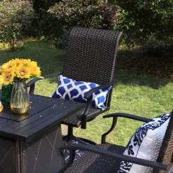 5pc Patio Dining Set With Square Steel Fire Pit With Faux Wood Tabletop & Rattan 360 Swivel Chairs - Captiva Designs 20 5pc Patio Dining Set With Square Steel Fire Pit With Faux Wood Tabletop & Rattan 360 Swivel Chairs - Captiva Designs -Sunnydaze Decor Store GUEST d2255e3b d43c 4e07 94e8 71a75ebc5377