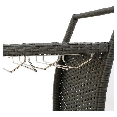 Bahama Wicker Bar Cart - Gray - Christopher Knight Home 4 Bahama Wicker Bar Cart - Gray - Christopher Knight Home - Image 2