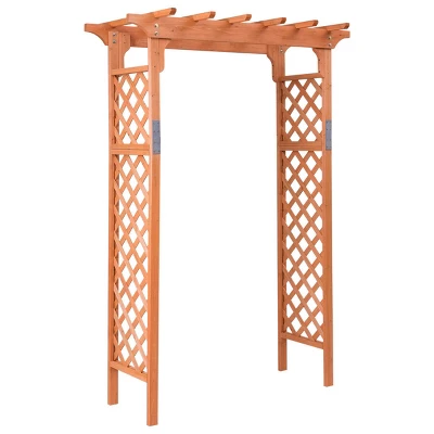 Costway Arbor Over 7FT High Wooden Garden Arch Trellis Pergola Outdoor Patio Plant 6 Costway Arbor Over 7FT High Wooden Garden Arch Trellis Pergola Outdoor Patio Plant - Image 4