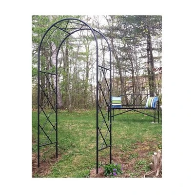 Achla Designs 92" Elegant Handcrafted Lattice Iron Garden Arbor Graphite Powder Coated Finish 5 Achla Designs 92" Elegant Handcrafted Lattice Iron Garden Arbor Graphite Powder Coated Finish - Image 3