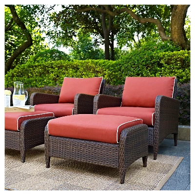 Kiawah 4 Piece Outdoor Wicker Seating Set Sangria - Crosley 7 Kiawah 4 Piece Outdoor Wicker Seating Set Sangria - Crosley - Image 5