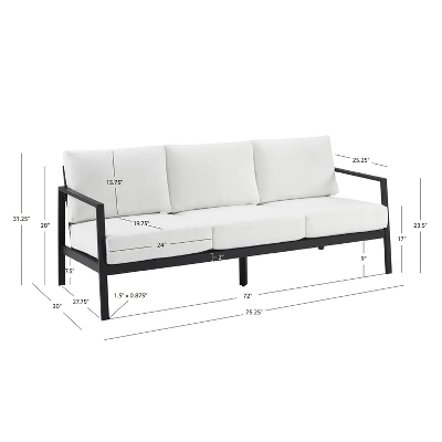Linon Lark Aluminum Three Seater Sofa White 10 Linon Lark Aluminum Three Seater Sofa White - Image 8