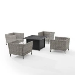Richland 5pc Outdoor Wicker Conversation Set With Fire Table - Crosley 20 Richland 5pc Outdoor Wicker Conversation Set With Fire Table - Crosley -Sunnydaze Decor Store GUEST d396ec57 0831 496b 965a a54a5163eba5