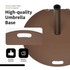 Costway Patio 50LBS Umbrella Base Market Umbrella Stand Wheels Handle Brown -Sunnydaze Decor Store GUEST d3e81a82 de86 4736 96df 6e8eece57cca