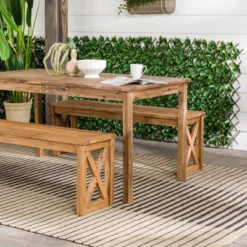 3pc Acacia Wood X Design Outdoor Patio Dining Set - Brown - Saracina Home 15 3pc Acacia Wood X Design Outdoor Patio Dining Set - Brown - Saracina Home -Sunnydaze Decor Store GUEST d443785c 83db 4334 bf12 a97492ae3d88