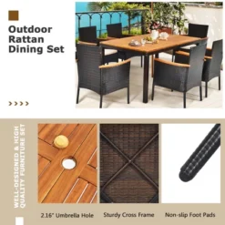 Costway 7PCS Patio Rattan Dining Set Armrest Cushioned Chair Wooden Tabletop 15 Costway 7PCS Patio Rattan Dining Set Armrest Cushioned Chair Wooden Tabletop -Sunnydaze Decor Store GUEST d45e5643 9980 4350 a007 7f19347ae179