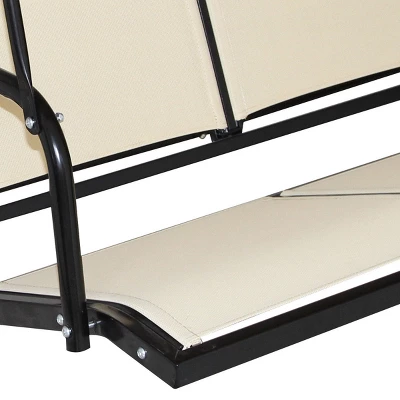 Costway 3 Person Outdoor Patio Swing Canopy Awning Yard Furniture Hammock Steel Beige 5 Costway 3 Person Outdoor Patio Swing Canopy Awning Yard Furniture Hammock Steel Beige - Image 3