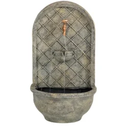 Sunnydaze Decor Sunnydaze 26"H Solar Polystone Messina Outdoor Wall-Mount Water Fountain -Sunnydaze Decor Store GUEST d58b023b fbe9 4124 a001 f7e4560f53ee
