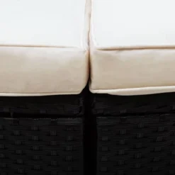 6pc Wicker Round Outdoor Sectional Set With Cushions - Black/Beige - GODEER -Sunnydaze Decor Store GUEST d6a48e29 614b 479c b77c a15425664103