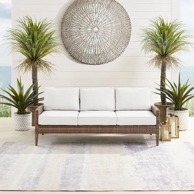 Capella Outdoor Wicker Sofa - Cream/Brown - Crosley 4 Capella Outdoor Wicker Sofa - Cream/Brown - Crosley - Image 2
