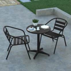 Emma And Oliver 23.5'' Round Aluminum Indoor-Outdoor Table Set With 2 Slat Back Chairs 17 Emma And Oliver 23.5'' Round Aluminum Indoor-Outdoor Table Set With 2 Slat Back Chairs -Sunnydaze Decor Store GUEST d817da7c 1ba4 4bee 98a0 b2426774c636