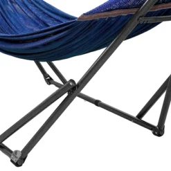 Tranquillo Universal 106.5 Inch Double Hammock Swing With Adjustable Powder-Coated Steel Stand And Carry Bag For Indoor Or Outdoor Use, Aegean -Sunnydaze Decor Store GUEST d8cd8024 8ad0 45f6 864d 8e0ac38e722e