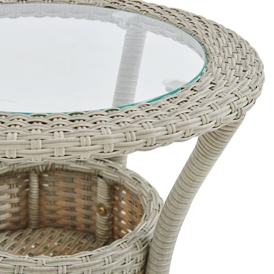 All-Weather Wicker Haven Outdoor Accent Table With Storage Beige - Alaterre Furniture 5 All-Weather Wicker Haven Outdoor Accent Table With Storage Beige - Alaterre Furniture - Image 3