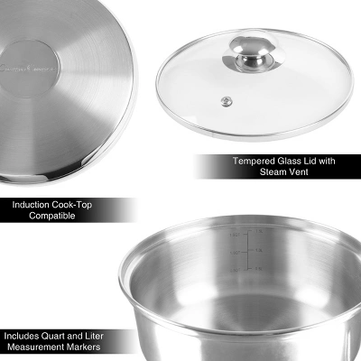 Hastings Home 6-Cup Double Boiler With Vented Glass Lid And Measurements 4 Hastings Home 6-Cup Double Boiler With Vented Glass Lid And Measurements - Image 2