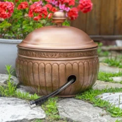 La Jolla Copper Finish Hose Pot With Lid - Good Directions -Sunnydaze Decor Store GUEST d9e76305 f4eb 4da9 83dc a448fb8cb37c