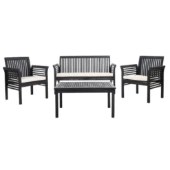Carson 4pc Outdoor Set - Black/White - Safavieh