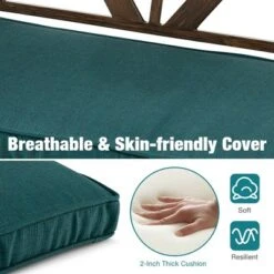 Costway Outdoor Garden Park Bench With Padded Cushion Wood Grain Coated Heavy Duty Frame -Sunnydaze Decor Store GUEST db4886c7 b0c2 45de a84a 68e01014660f