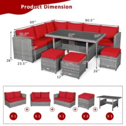 Costway 7 PCS Patio Rattan Dining Set Sectional Sofa Couch Ottoman Garden WhiteRedBlack -Sunnydaze Decor Store GUEST db8bf58e 27d8 443c 967c c5e7b5f56d5e
