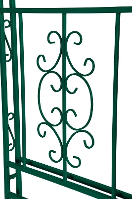 Evergreen Montebello Iron Garden Arbor With Gate, Forest Green- 53 X 84 X 23 Inches Fade And Weather Resistant Outdoor Decor 5 Evergreen Montebello Iron Garden Arbor With Gate, Forest Green- 53 X 84 X 23 Inches Fade And Weather Resistant Outdoor Decor - Image 3