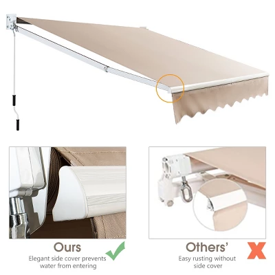 Costway 10' X 8' Retractable Awning Patio Sun Shade W/Crank Handle 8 Costway 10' X 8' Retractable Awning Patio Sun Shade W/Crank Handle - Image 6