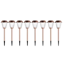 Nature Spring Set Of 8 Solar Powered Pathway Lights With Rechargeable Batteries - 16" Tall