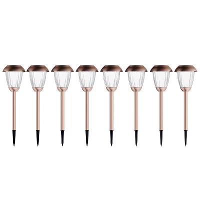 Nature Spring Set Of 8 Solar Powered Pathway Lights With Rechargeable Batteries - 16" Tall 2 Nature Spring Set Of 8 Solar Powered Pathway Lights With Rechargeable Batteries - 16" Tall