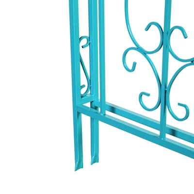 Evergreen Montebello Iron Garden Arbor, Coastal Blue- 53 X 84 X 23 Inches Fade And Weather Resistant Outdoor Decor 8 Evergreen Montebello Iron Garden Arbor, Coastal Blue- 53 X 84 X 23 Inches Fade And Weather Resistant Outdoor Decor - Image 6