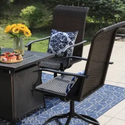 5pc Patio Dining Set With Square Steel Fire Pit With Faux Wood Tabletop & Rattan 360 Swivel Chairs - Captiva Designs 19 5pc Patio Dining Set With Square Steel Fire Pit With Faux Wood Tabletop & Rattan 360 Swivel Chairs - Captiva Designs -Sunnydaze Decor Store GUEST dd258260 a9a0 47f7 a9a2 2c9cbd1ba589