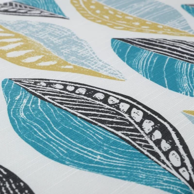 Set Of 2 Leaf Block Outdoor/Indoor Squared Corners Seat Cushions Teal/Citron - Pillow Perfect 5 Set Of 2 Leaf Block Outdoor/Indoor Squared Corners Seat Cushions Teal/Citron - Pillow Perfect - Image 3