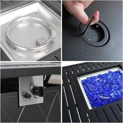 Captiva Designs 7pc Steel & Wicker Outdoor Square Fire Pit Furniture Set With Cushions 11 Captiva Designs 7pc Steel & Wicker Outdoor Square Fire Pit Furniture Set With Cushions - Image 9