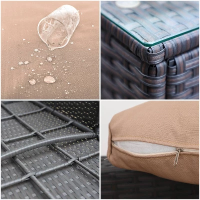 Captiva Designs 7pc Steel & Wicker Outdoor Square Fire Pit Furniture Set With Cushions 8 Captiva Designs 7pc Steel & Wicker Outdoor Square Fire Pit Furniture Set With Cushions - Image 6