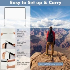 Costway 100'' Projector Screen W/ Stand 16:9 HD 4K Indoor Outdoor Projection Movie Screen -Sunnydaze Decor Store GUEST dff67290 6e2d 4024 b4cd ce25cc5407e3