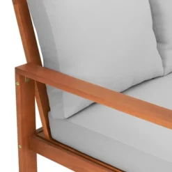 Grafton Eucalyptus 2 Seat Outdoor Bench With Cushions - Gray/Natural - Alaterre Furniture -Sunnydaze Decor Store GUEST e0210ffe dbd9 4d6f a1ec 48f5c531ad16