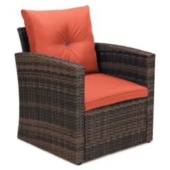 6pc Wicker Outdoor Conversation Set With Cushions - Orange - EDYO LIVING -Sunnydaze Decor Store GUEST e0217f03 7c21 4a9a b0ac f872ef404259