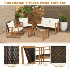 Costway 8PCS Patio Mix Brown Wicker Sofa Set Acacia Wood Frame With Seat & Back Cushions 18 Costway 8PCS Patio Mix Brown Wicker Sofa Set Acacia Wood Frame With Seat & Back Cushions -Sunnydaze Decor Store GUEST e06e5261 0e43 46c5 8c52 841a114d8dbc