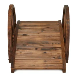 JOMEED CC77 3.3 Foot Natural Fir Wood Backyard Garden Arched Footbridge With Half-Wheel Style Railings For Small Creeks Or Streams, Brown Stain -Sunnydaze Decor Store GUEST e0ca4a4b 782f 443c 8b36 f234747feb34