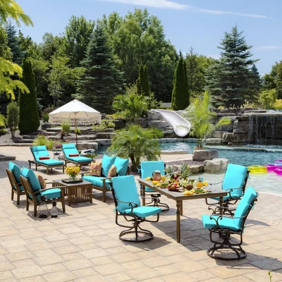 Arden Selections 29.5" X 21" Leala Texture Outdoor Chaise Lounge Cushion Pool Blue 6 Arden Selections 29.5" X 21" Leala Texture Outdoor Chaise Lounge Cushion Pool Blue - Image 4