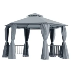 Outsunny 13' X 13' Outdoor Patio Gazebo Canopy Pavilion With Removable Mesh Netting, Curtains, Double Tiered Roof, UV Protection & Large Floor Space -Sunnydaze Decor Store GUEST e23504c1 2966 42a9 9b82 bebe55909e5c